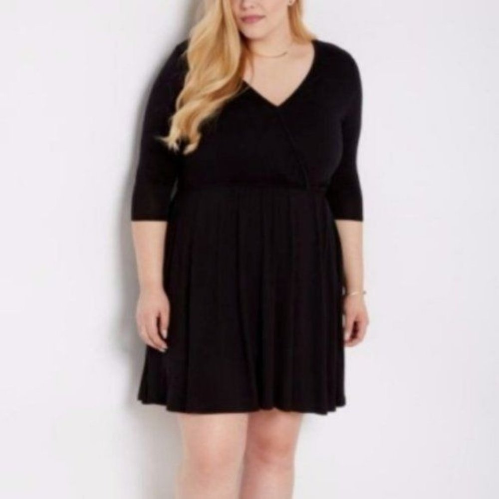rue21 Black Boho Surplice V-neck Skater Dress 1X